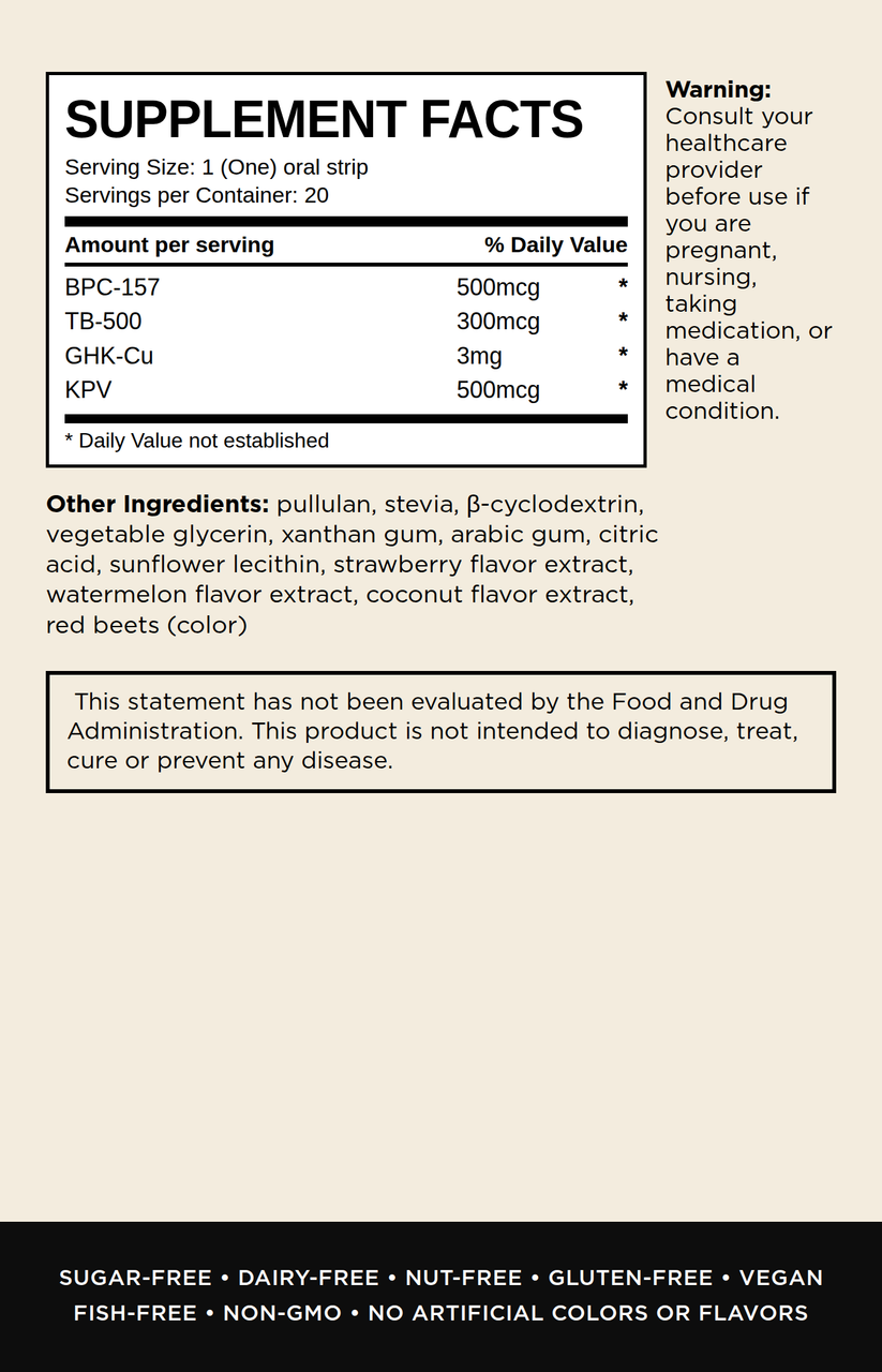 KLOW Supplement Facts panel