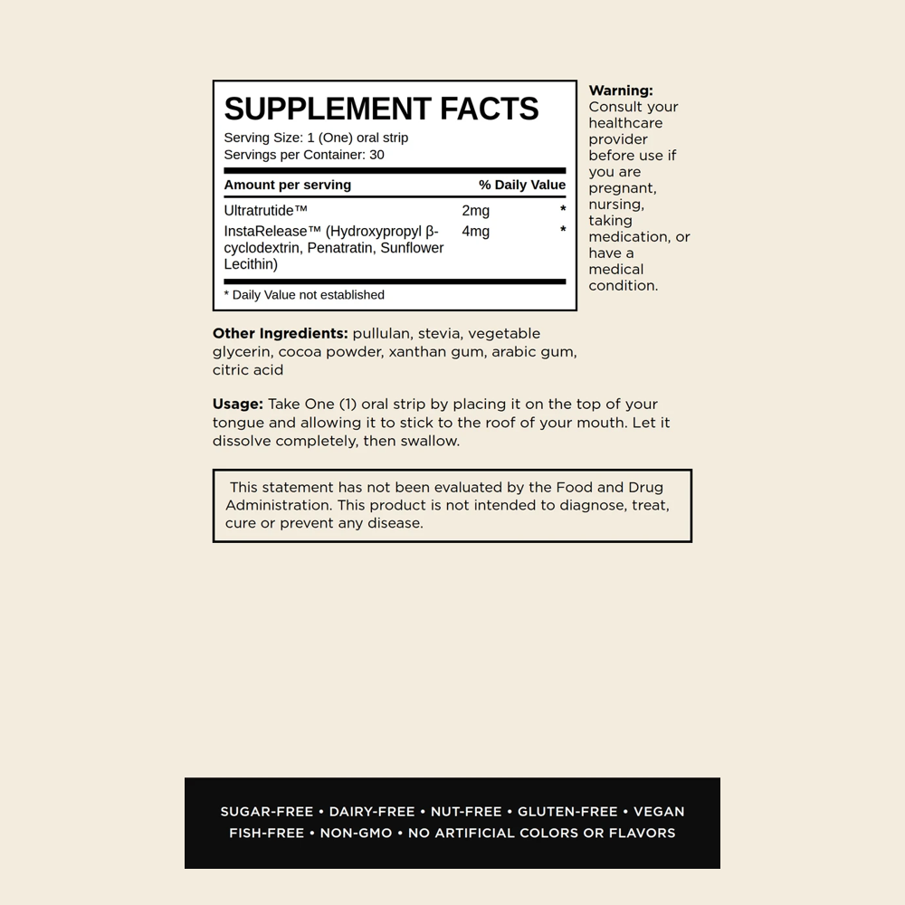 ULTRATRUTIDE Supplement Facts panel